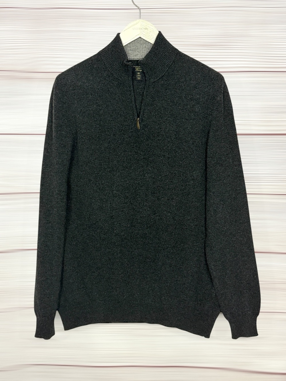 Club Room Luxury Men's Cashmere Quarter-Zip Sweater Dark Gray XXL  Excellent